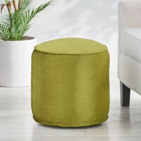 Gwinnett Modern Velveteen Cylinder Pouf, Sage Green