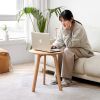 Round End Table- Small End Table Side Table Coffee Table Bedside Table Night Stand for Living Room Bedroom & Balcony, 100% Natural Solid Oak Wood Easy