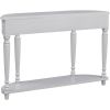 TREXM Retro Circular Curved Design Console Table with Open Style Shelf Solid Wooden Frame and Legs Two Top Drawers (Gray Wash)