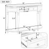 TREXM Retro Circular Curved Design Console Table with Open Style Shelf Solid Wooden Frame and Legs Two Top Drawers (Gray Wash)