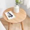 Round End Table- Small End Table Side Table Coffee Table Bedside Table Night Stand for Living Room Bedroom & Balcony, 100% Natural Solid Oak Wood Easy