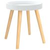 Side Table White 15"x15"x15.7" Engineered Wood&Solid Wood Pine