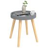 Side Table Gray 15"x15"x15.7" Engineered Wood&Solid Wood Pine