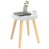 Side Table White 15"x15"x15.7" Engineered Wood&Solid Wood Pine