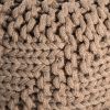 Hazel Indoor Handcrafted Modern Fabric Weave Pouf, Light Brown