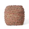 Coriander Boho Jute and Cotton Pouf, Multicolor