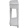 TREXM Retro Circular Curved Design Console Table with Open Style Shelf Solid Wooden Frame and Legs Two Top Drawers (Gray Wash)