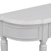 TREXM Retro Circular Curved Design Console Table with Open Style Shelf Solid Wooden Frame and Legs Two Top Drawers (Gray Wash)