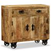 Sideboard with 2 Drawers and 1 Cabinet Rough Mango Wood