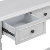 TREXM Retro Circular Curved Design Console Table with Open Style Shelf Solid Wooden Frame and Legs Two Top Drawers (Gray Wash)