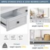 TREXM Retro Circular Curved Design Console Table with Open Style Shelf Solid Wooden Frame and Legs Two Top Drawers (Gray Wash)
