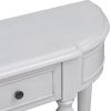 TREXM Retro Circular Curved Design Console Table with Open Style Shelf Solid Wooden Frame and Legs Two Top Drawers (Gray Wash)