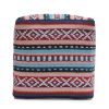 Hamler Boho Handcrafted Peruvian Print Cube Pouf, Pink, Blue, and Multi-White