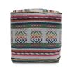 Hamler Boho Handcrafted Peruvian Print Cube Pouf, White, Pink, and Multi-Blue