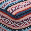 Hamler Boho Handcrafted Peruvian Print Cube Pouf, Pink, Blue, and Multi-White