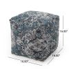 Anadarko Handcrafted Boho Fabric Cube Pouf, Blue