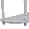 TREXM Retro Circular Curved Design Console Table with Open Style Shelf Solid Wooden Frame and Legs Two Top Drawers (Gray Wash)