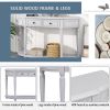 TREXM Retro Circular Curved Design Console Table with Open Style Shelf Solid Wooden Frame and Legs Two Top Drawers (Gray Wash)