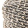 Brinket Contemporary Faux Yarn Pouf Ottoman, Ivory and Gray
