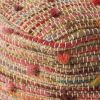 Coriander Boho Jute and Cotton Pouf, Multicolor