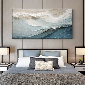 Handmade Oil Painting Original Abstract Seascape Oil Painting On Canvas Large Wall Art Bule Sea Painting Custom Painting Boho Wall Art Living room Wal (style: 1, size: 75x150cm)