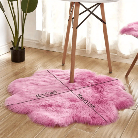 1pc, Soft and Plush Flower Shaped Fur Rug - Faux Sheepskin Area Rug for Bedroom, Sofa, and Nursery - Machine Washable and Perfect for Living Room and (Color: Rose Red, size: 17.72*17.72inch)