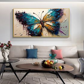 Handmade Oil Painting Original Textured Butterfly Oil Painting On Canvas Large Wall Art Abstract Colorful Animal Painting Custom Boho Wall Decor Home (style: 1, size: 90x120cm)