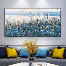 Hand Painted Oil Paintings Hand Painted Wall Art Abstract Plant Floral Blue Lavender Living Room Hallway Bedroom Luxurious Decorative Painting (style: 1, size: 150x220cm)