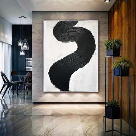 Hand Painted Oil Painting Black and White Textured Painting Palette Knife 3D Abstract Painting Hand-painted Acrylic Paintings Minimalist Wall Art for (style: 1, size: 100x150cm)