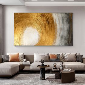 Hand Painted Oil Painting Abstract Gold Texture Oil Painting on Canvas Original Minimalist Art Golden Decor Custom Painting Living Room Home Decor (style: 1, size: 150x220cm)