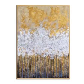 Knife drawn textured art on canvas handmade gold and silver landscape wall art picture poster for living room Entrance no framed (size: 50x70cm)