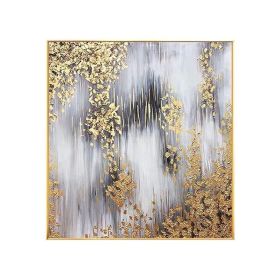 Hand Painted Abstract Oil Painting Smooth Sailing Home Decor Handmade Paintings Modern Gold Leaf Luxury Picture High Quality (size: 90x90cm)