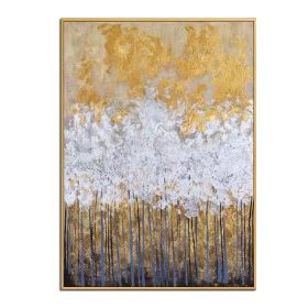 Knife drawn textured art on canvas handmade gold and silver landscape wall art picture poster for living room Entrance no framed (size: 150x220cm)