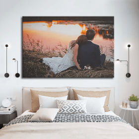 Customize Canvas Prints with Your Photo Canvas Wall Art- Personalized Canvas Picture, Customized To Any Style, US Factory Drop Shipping,Gifts for Fami (Color: as Pic)