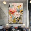 Hand Painted Oil Painting Abstract Flower oil Painting On Canvas Boho Wall Decor Original Floral Painting Large Textured Wall Art Custom Living room H