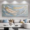 Handmade Oil Painting Abstract Feather Oil Painting on Canvas Large Original Gold White Boho Minimalist Painting Custom Painting Living Room Wall Art