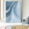 Hand Painted Oil Painting Time River Wall Art Blue Abstract 3D Textured Art Painting Minimalist Wall Art Living Room Wall Decor Canvas Art Boho Wall A