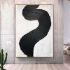 Hand Painted Oil Painting Black and White Textured Painting Palette Knife 3D Abstract Painting Hand-painted Acrylic Paintings Minimalist Wall Art for