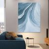 Hand Painted Oil Painting Time River Wall Art Blue Abstract 3D Textured Art Painting Minimalist Wall Art Living Room Wall Decor Canvas Art Boho Wall A