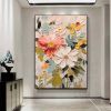 Hand Painted Oil Painting Abstract Flower oil Painting On Canvas Boho Wall Decor Original Floral Painting Large Textured Wall Art Custom Living room H