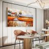 Hand Painted Oil Painting Abstract Village Oil Painting on Canvas Large Wall Art Original Minimalist Orange Landscape Art Custom Painting Boho Living