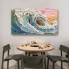Handmade Oil Painting Original Textured Wall Art Wabi-Sabi Wave Painting On Canvas Ocean Painting Living Room Decor Boho Modern Canvas Art
