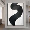 Hand Painted Oil Painting Black and White Textured Painting Palette Knife 3D Abstract Painting Hand-painted Acrylic Paintings Minimalist Wall Art for