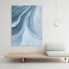 Hand Painted Oil Painting Time River Wall Art Blue Abstract 3D Textured Art Painting Minimalist Wall Art Living Room Wall Decor Canvas Art Boho Wall A