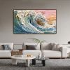 Handmade Oil Painting Original Textured Wall Art Wabi-Sabi Wave Painting On Canvas Ocean Painting Living Room Decor Boho Modern Canvas Art